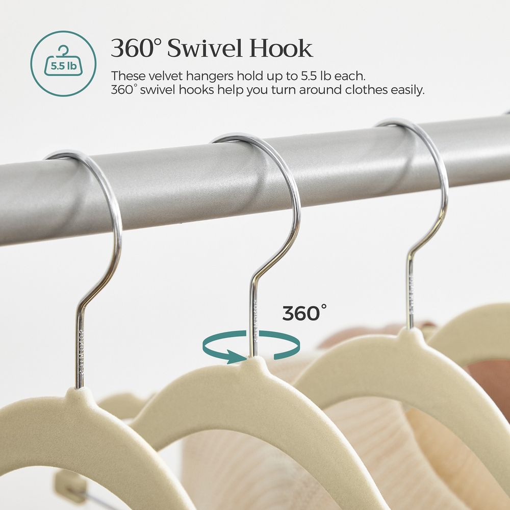 Buksebøjler i velour med justerbare clips, 20 eller 30 stk., produktvisning 30 | Noreva Home