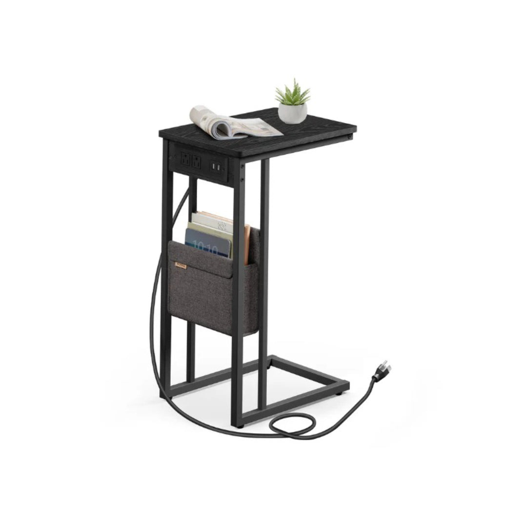 C-formet sidebord med ladestation og opbevaringspose, produktvisning 1 | Noreva Home