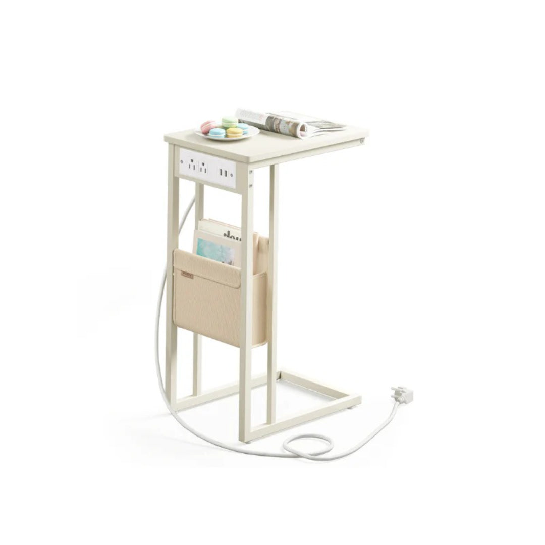 C-formet sidebord med ladestation og opbevaringspose, produktvisning 3 | Noreva Home