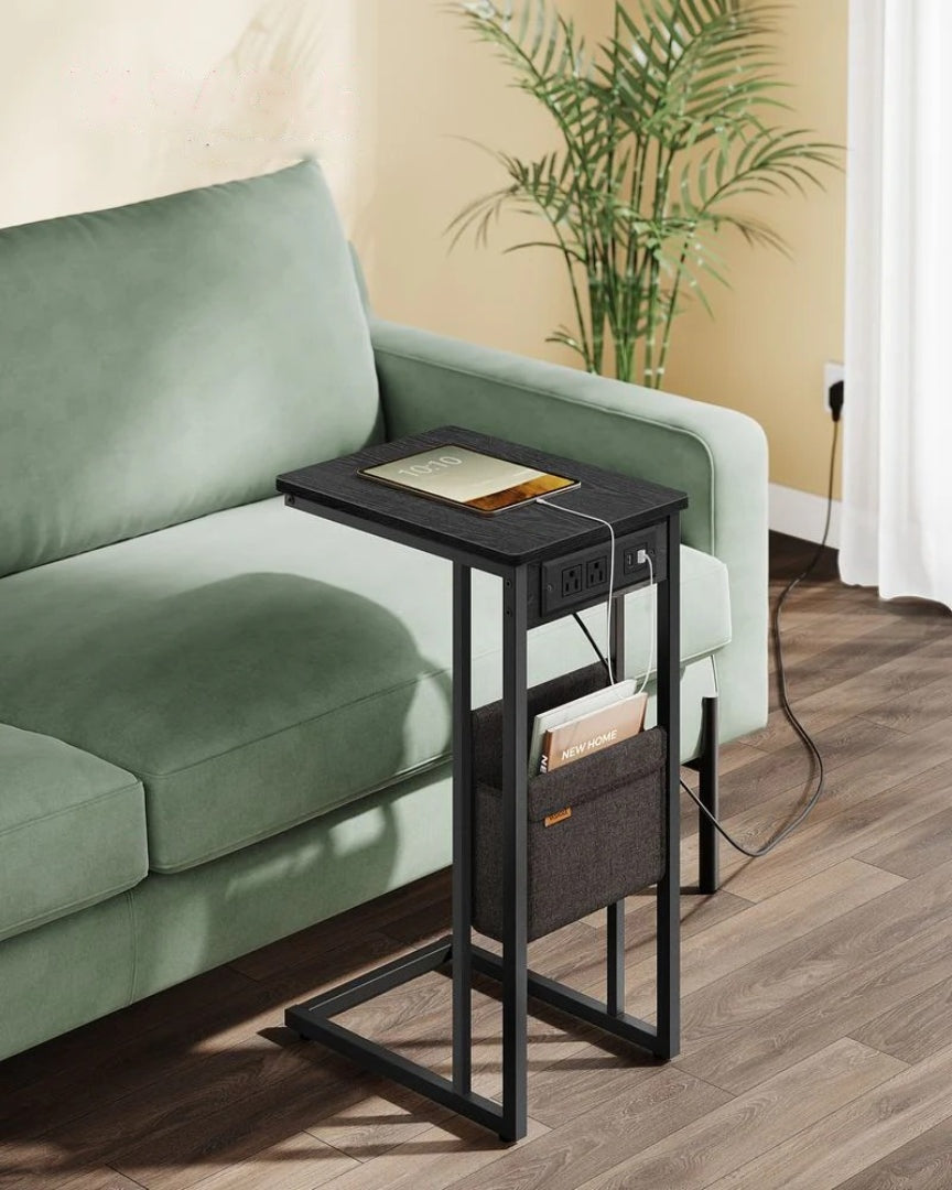 C-formet sidebord med ladestation og opbevaringspose, produktvisning 7 | Noreva Home