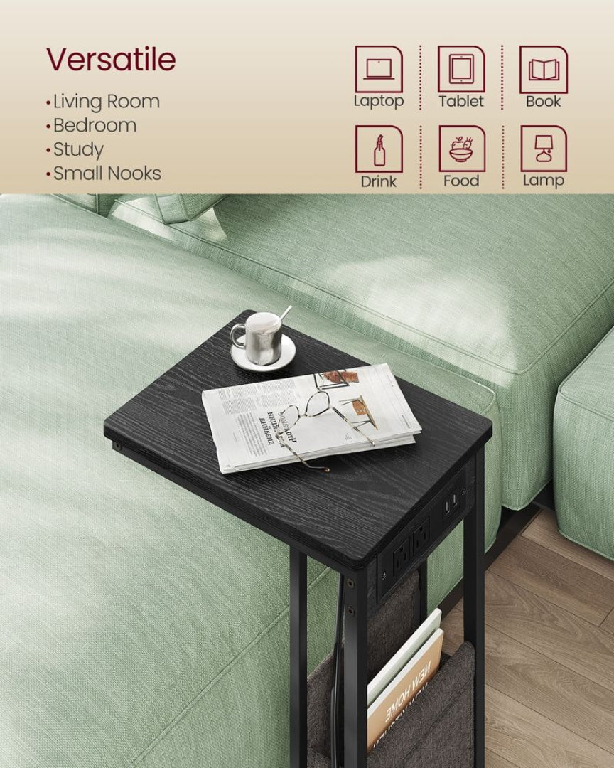 C-formet sidebord med ladestation og opbevaringspose, produktvisning 9 | Noreva Home