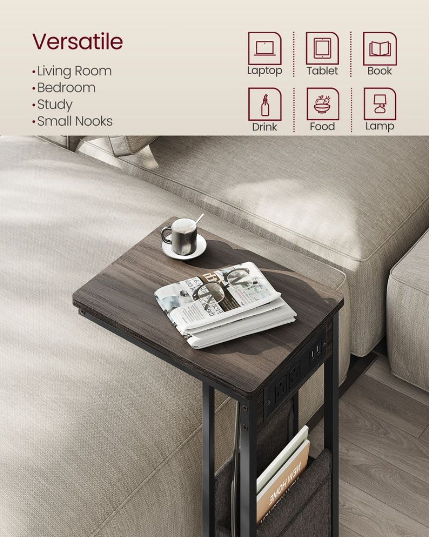 C-formet sidebord med ladestation og opbevaringspose, produktvisning 18 | Noreva Home