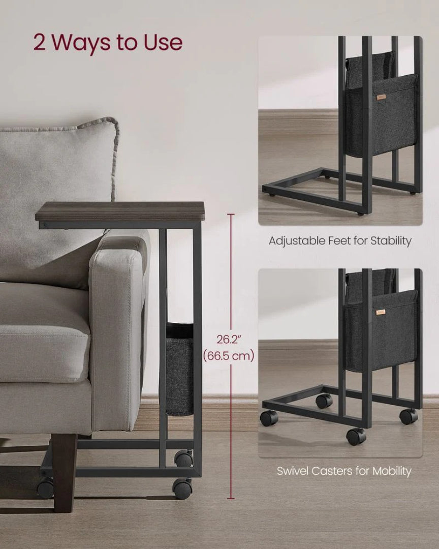 C-formet sidebord med ladestation og opbevaringspose, produktvisning 21 | Noreva Home