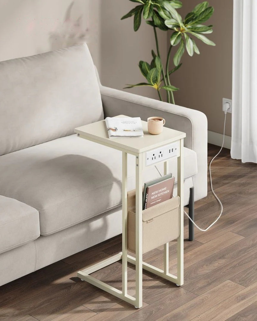 C-formet sidebord med ladestation og opbevaringspose, produktvisning 24 | Noreva Home