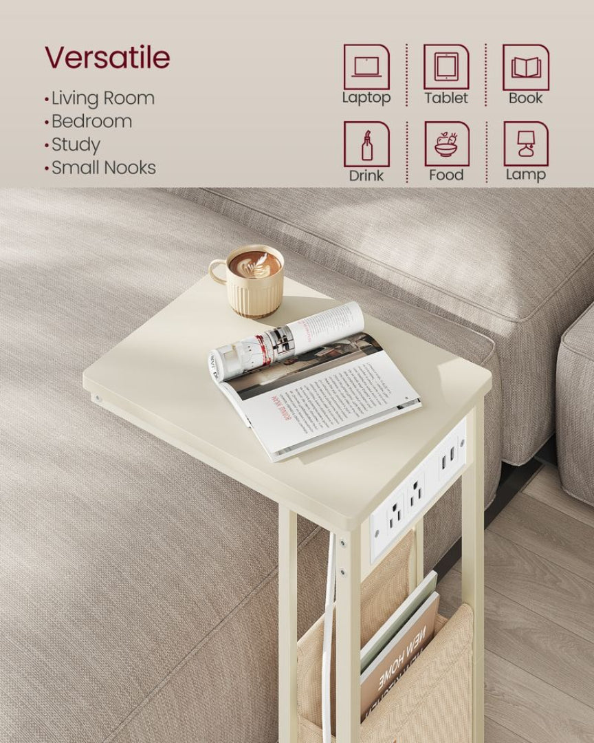 C-formet sidebord med ladestation og opbevaringspose, produktvisning 27 | Noreva Home