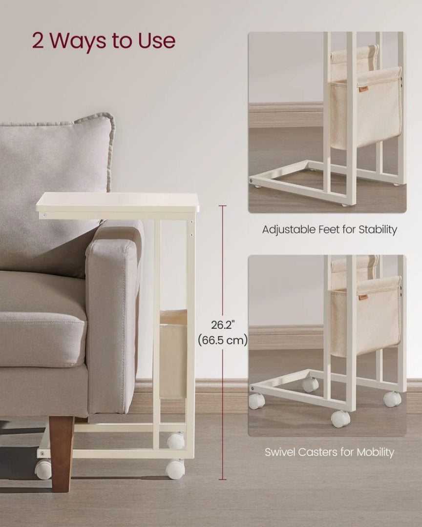C-formet sidebord med ladestation og opbevaringspose, produktvisning 30 | Noreva Home