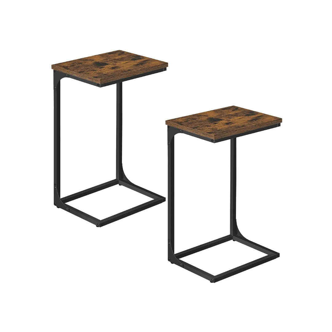 C-formet sidebord med metalstel og justerbare fødder, enkelt eller sæt med to, produktvisning 7 | Noreva Home