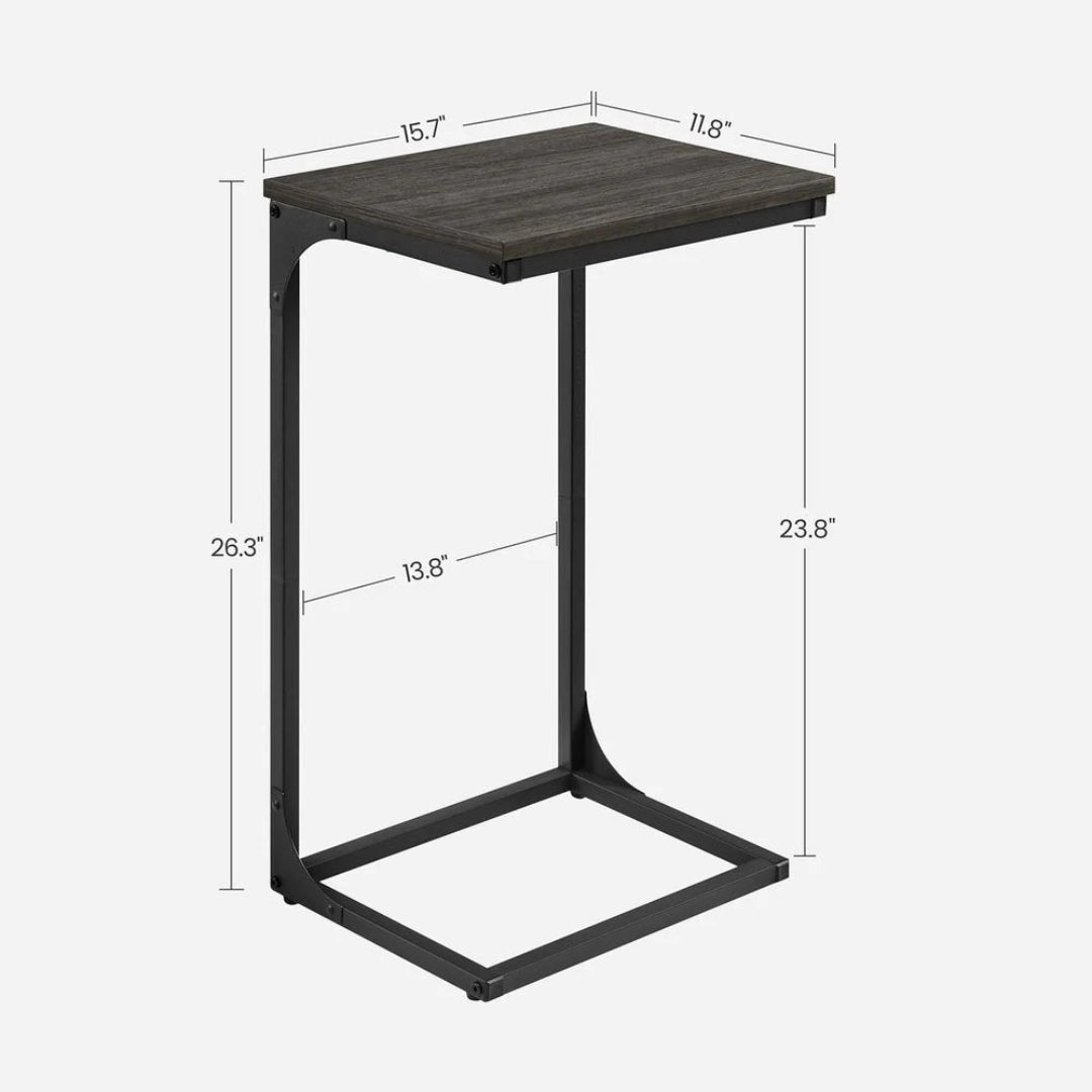 C-formet sidebord med metalstel og justerbare fødder, enkelt eller sæt med to, produktvisning 17 | Noreva Home