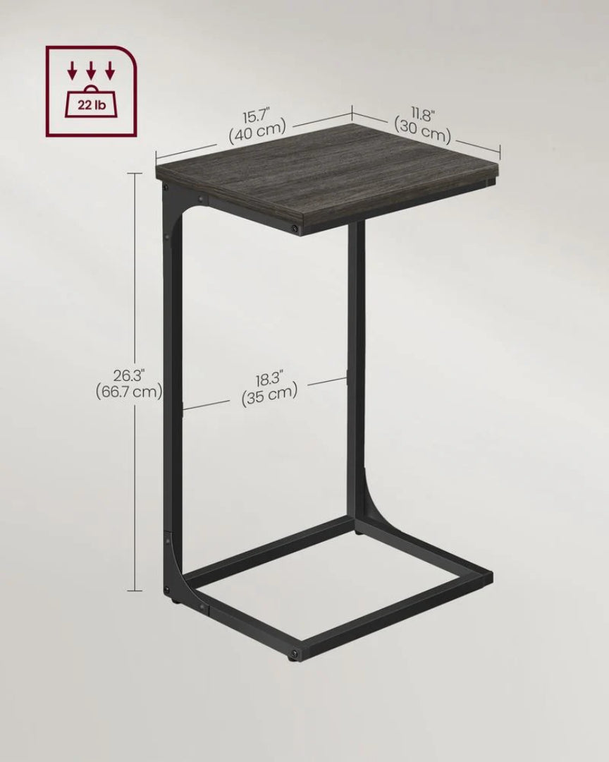 C-formet sidebord med metalstel og justerbare fødder, enkelt eller sæt med to, produktvisning 19 | Noreva Home