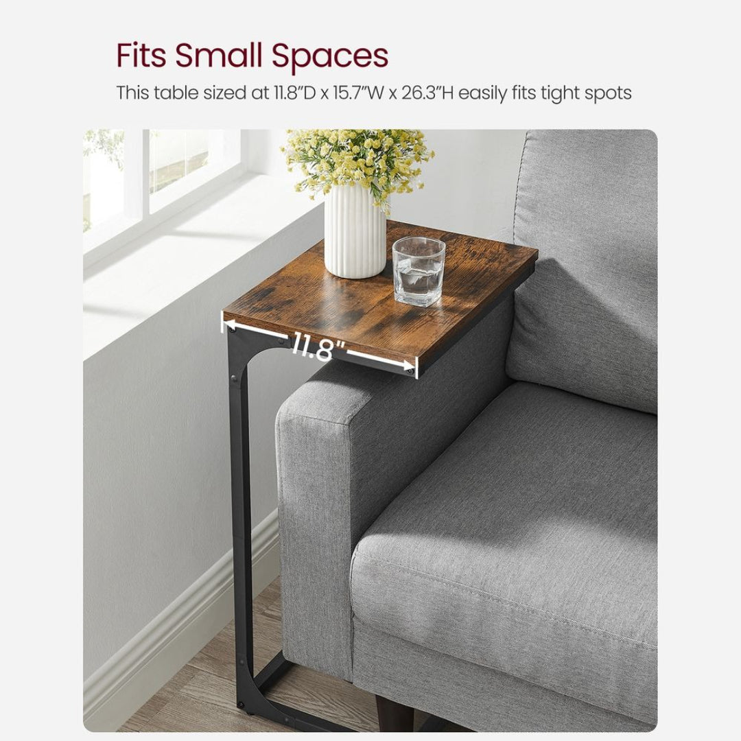 C-formet sidebord med metalstel og justerbare fødder, enkelt eller sæt med to, produktvisning 35 | Noreva Home