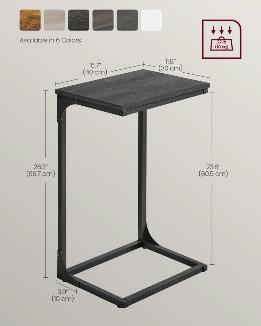 C-formet sidebord med metalstel og justerbare fødder, enkelt eller sæt med to, produktvisning 46 | Noreva Home