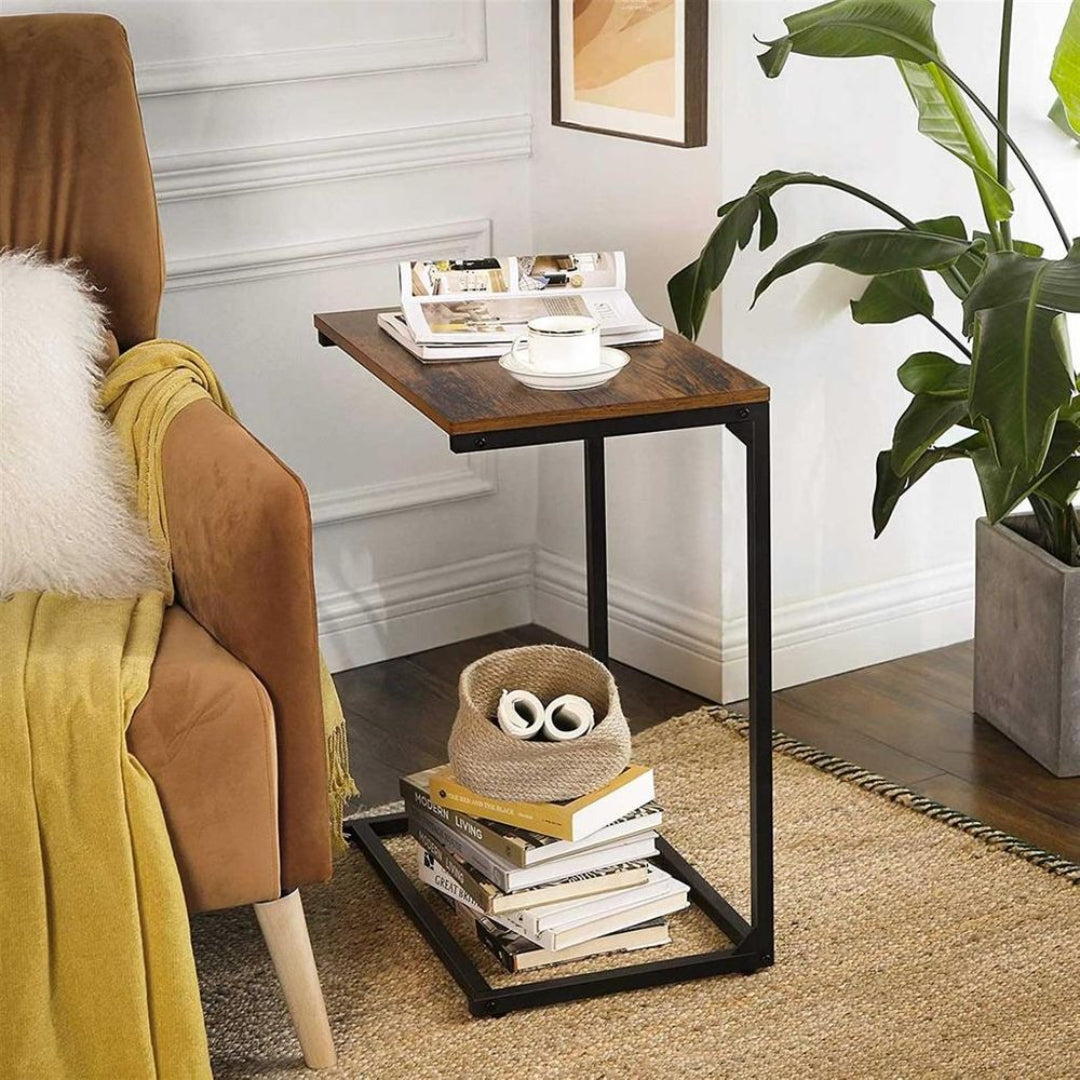 C-formet sidebord til sofa og seng med stålstel, produktvisning 3 | Noreva Home