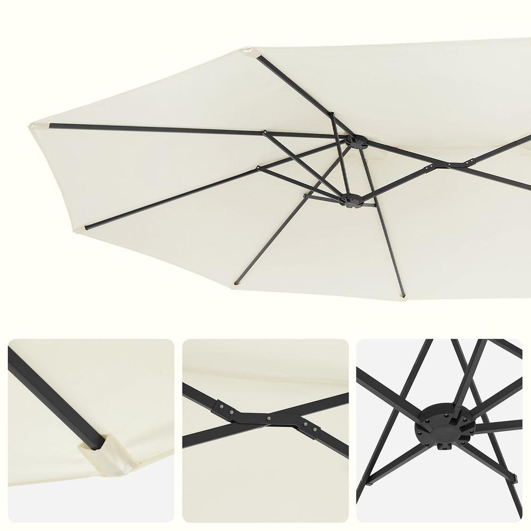 Dobbelt parasol 460 x 270 cm – UPF 50+ UV-beskyttelse – stålstativ Ø48 mm – med håndsvingsmekanisme – produktvisning 12 | Noreva Home
