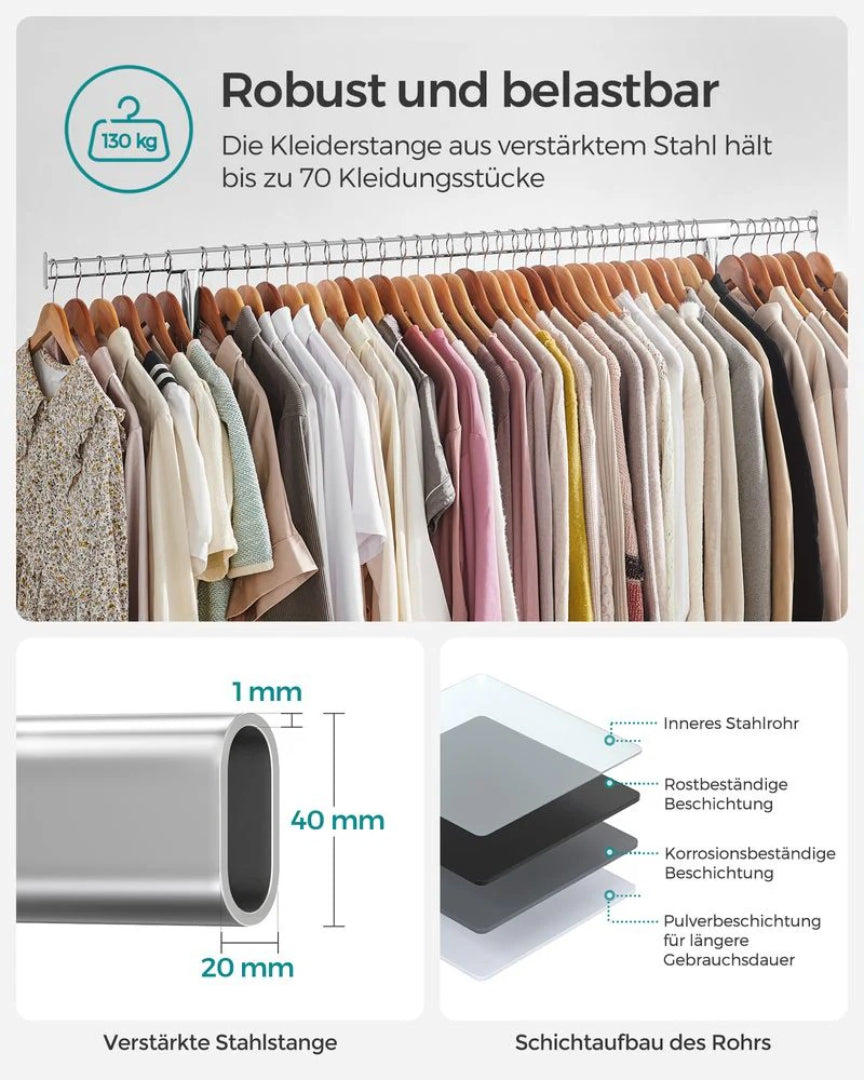 Ekstra kraftigt udtrækkeligt tøjstativ med hjul – produktvisning 3 | Noreva Home