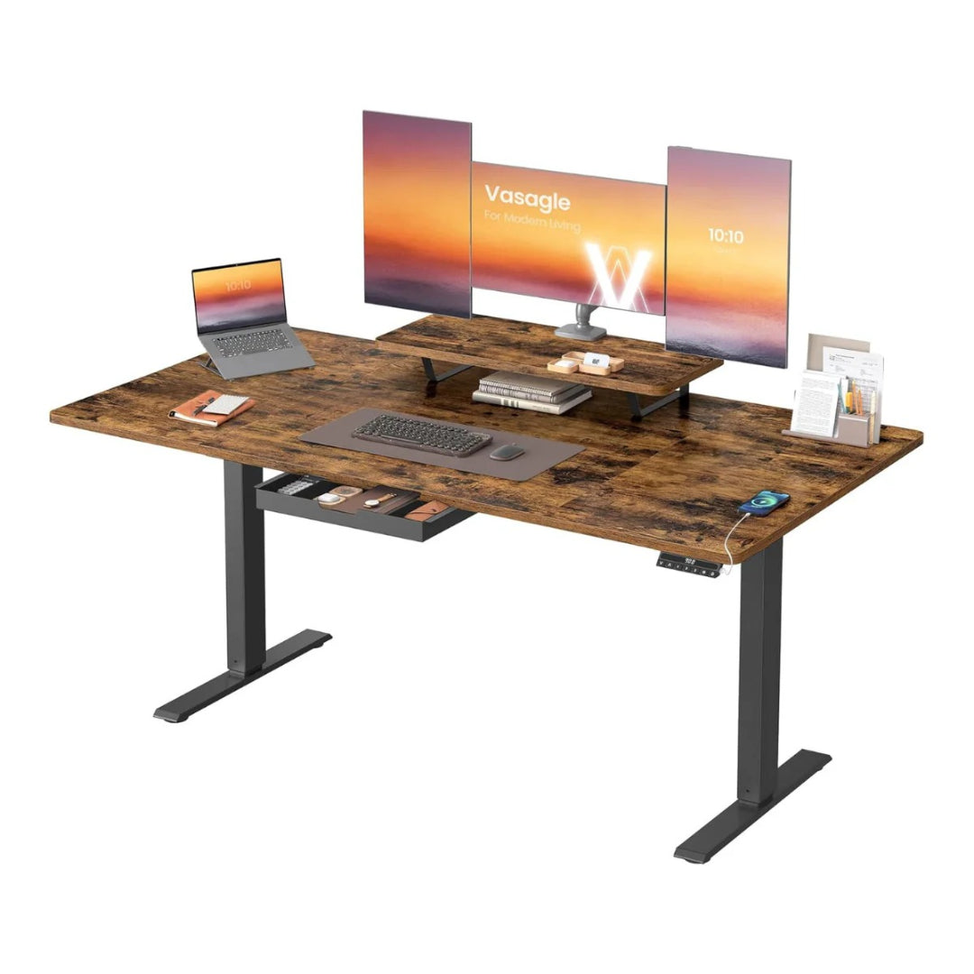 Elektrisk højdejusterbart skrivebord med skærmholder og USB-C – produktvisning 1 | Noreva Home