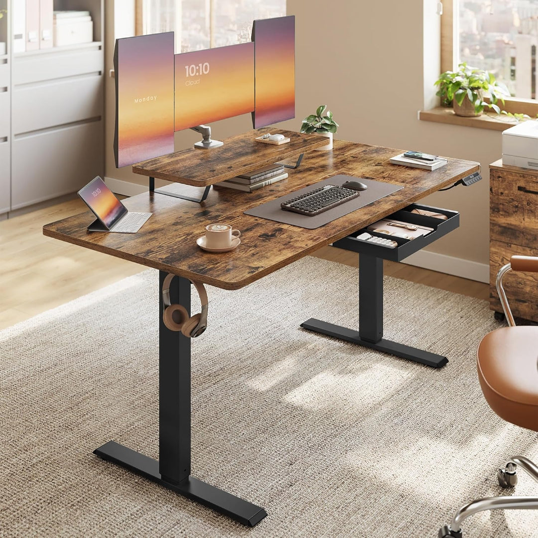 Elektrisk højdejusterbart skrivebord med skærmholder og USB-C – produktvisning 4 | Noreva Home