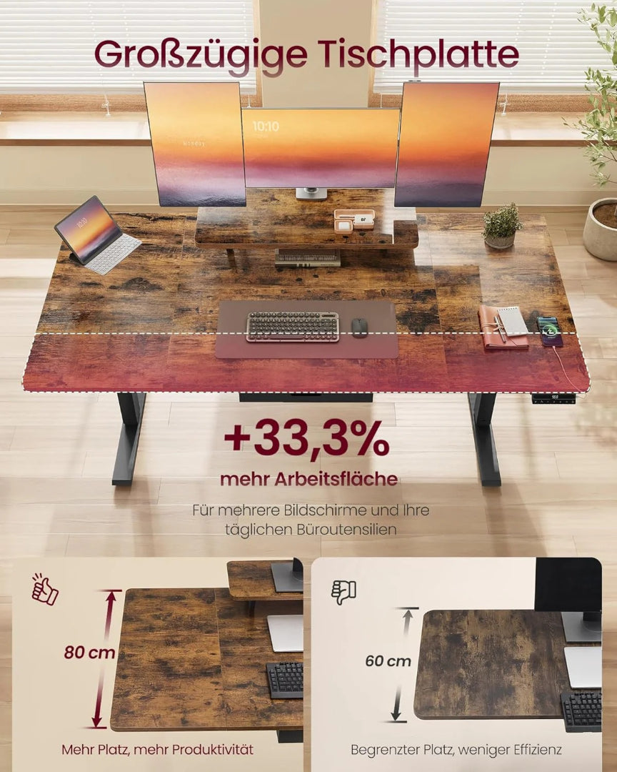 Elektrisk højdejusterbart skrivebord med skærmholder og USB-C – produktvisning 5 | Noreva Home