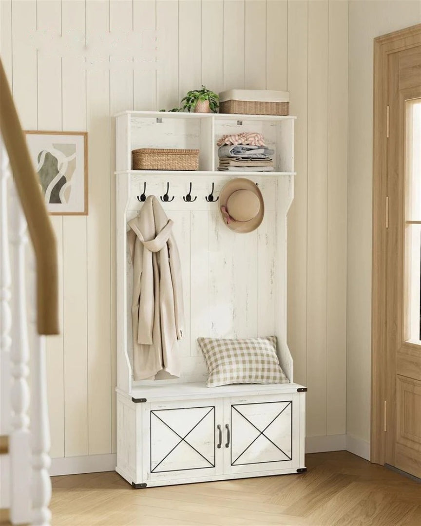 Entrégarderobe med bænk, skoskab og knager, produktvisning 2 | Noreva Home