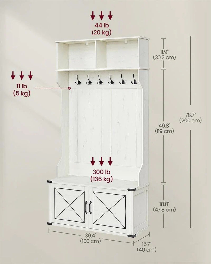 Entrégarderobe med bænk, skoskab og knager, produktvisning 8 | Noreva Home