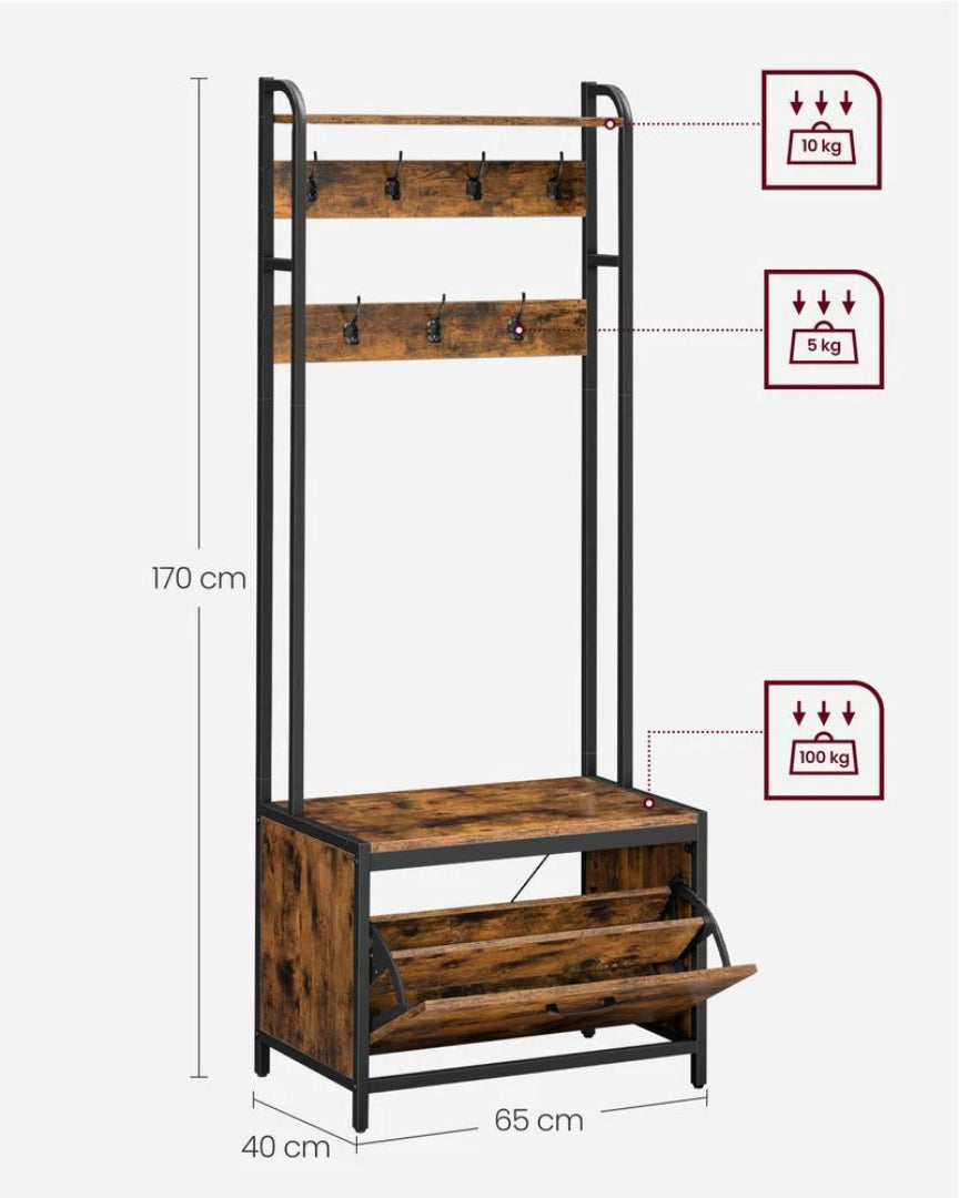 Entrégarderobe med skoskab og garderobestativ – produktvisning 7 | Noreva Home