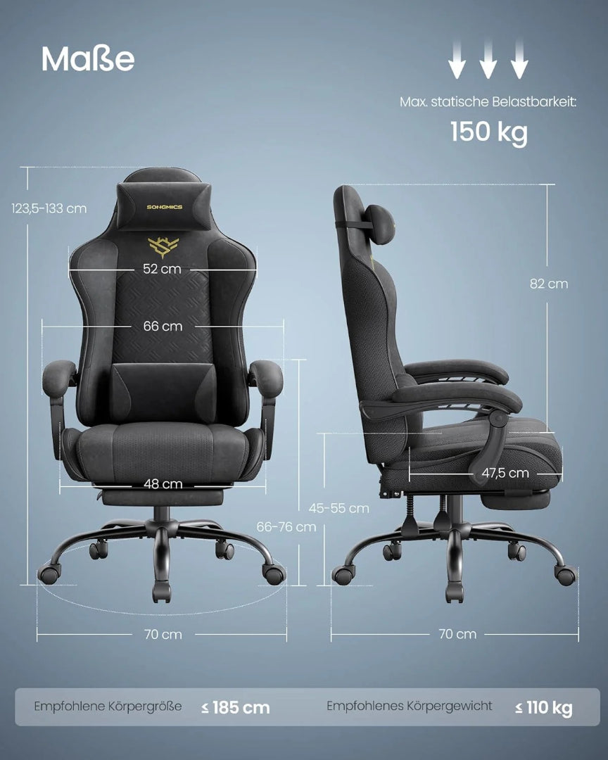 Ergonomisk gamingstol med fodstøtte og ryglæn – produktvisning 3 | Noreva Home