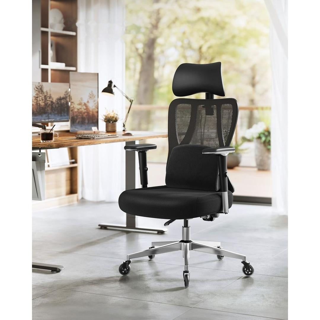 Ergonomisk Kontorstol med Justerbar Lændestøtte – Sort Drejestol med 4D-Armlæn og Nakkestøtte – produktvisning 2 | Noreva Home