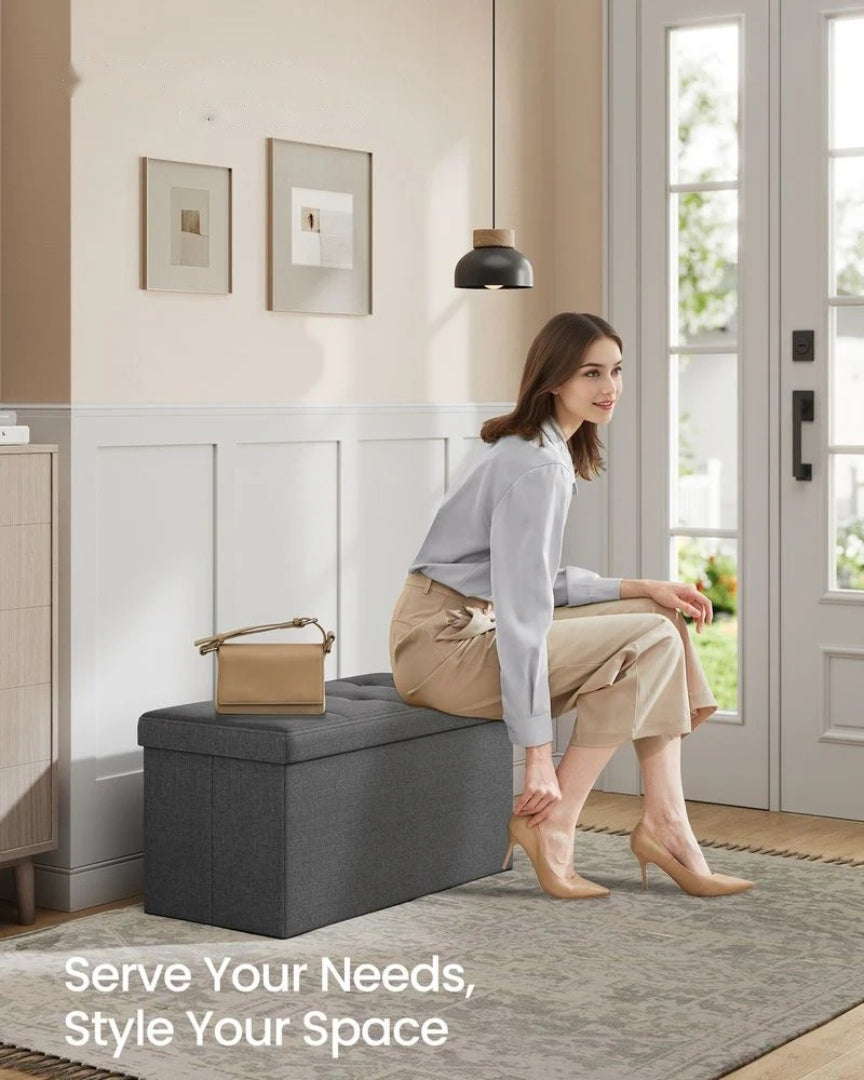 Foldbar opbevaringsbænk med låg, 30 in bred, produktvisning 5 | Noreva Home