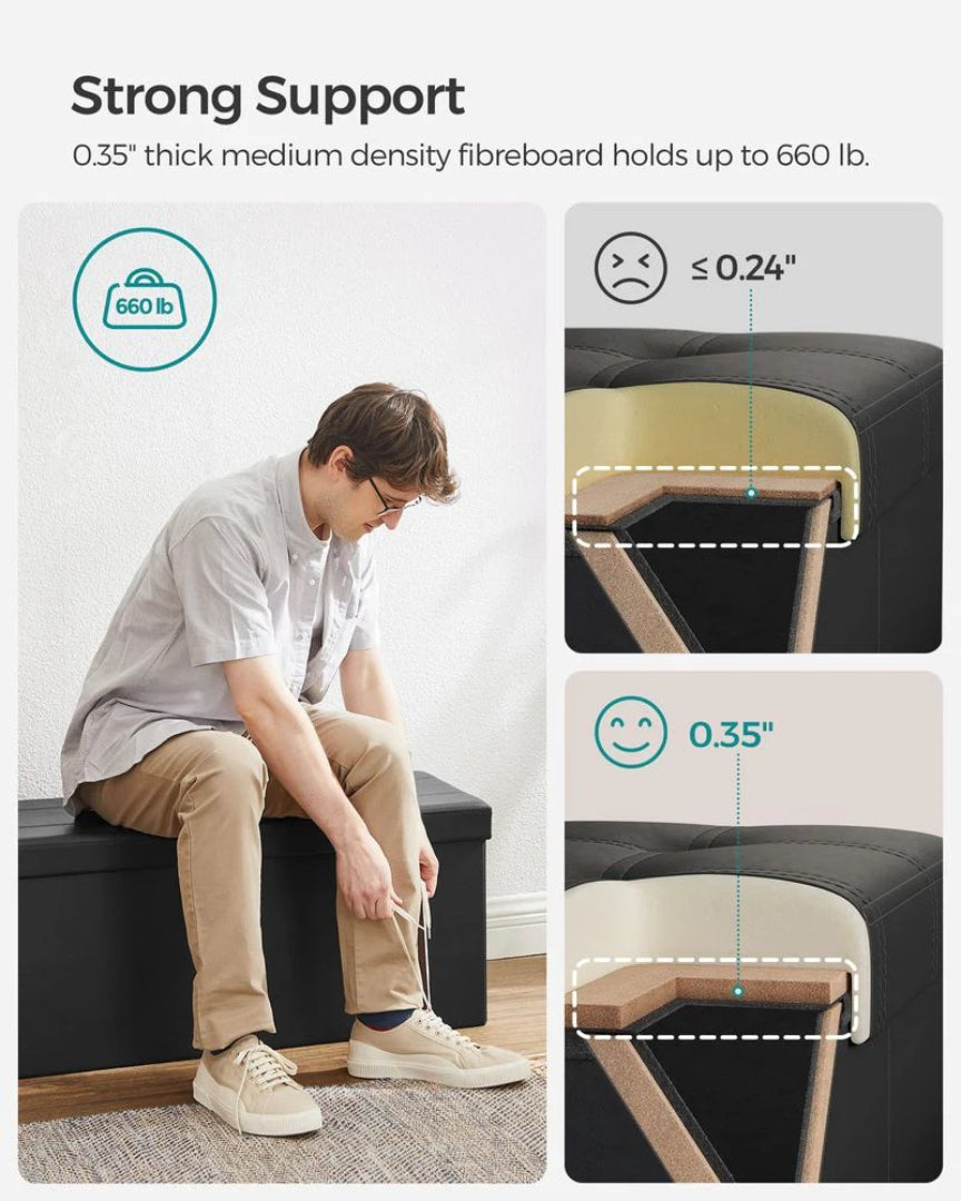 Foldbar opbevaringspuf med låg, 30 eller 43 in bred, produktvisning 18 | Noreva Home