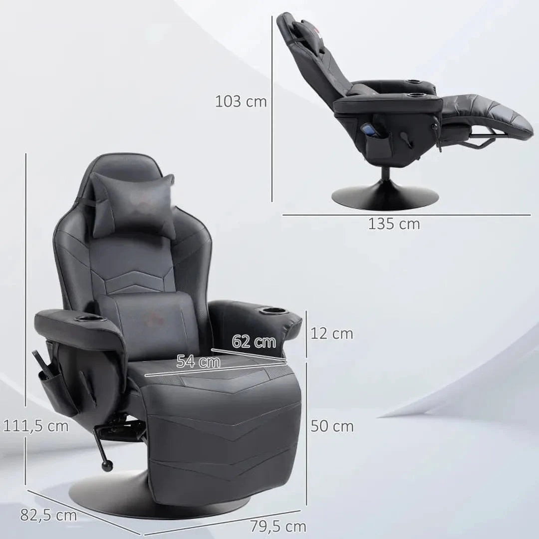 Gamingstol med massagefunktion – justerbar ryglæn – produktvisning 5 | Noreva Home