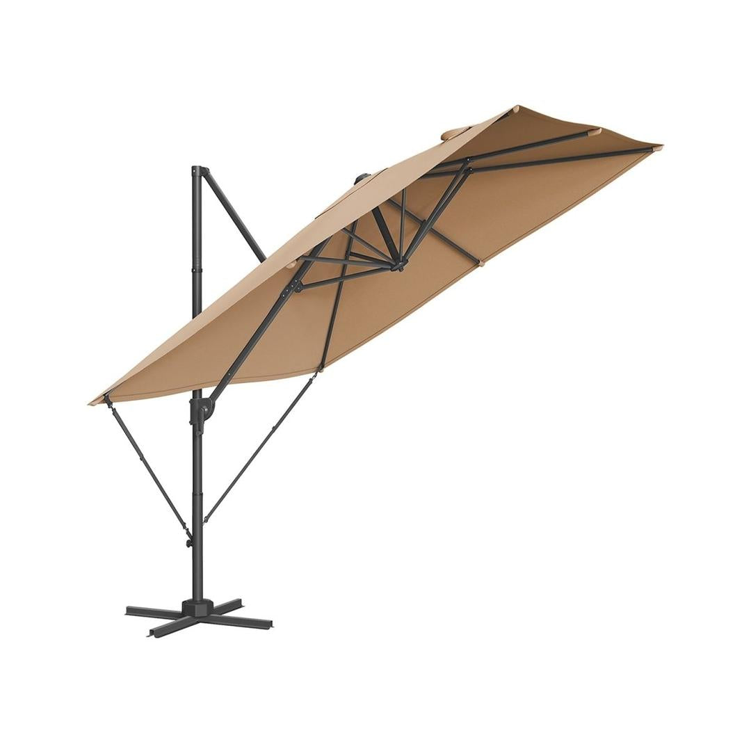 Hængeparasol 270 x 270 cm – 360° drejelig og vipbar 0-60° – UPF 50+ – stålstativ med kryds-fod – produktvisning 4 | Noreva Home