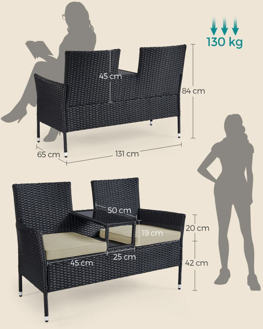 Havebænk med bord – udendørs rattan havesæt – produktvisning 3 | Noreva Home