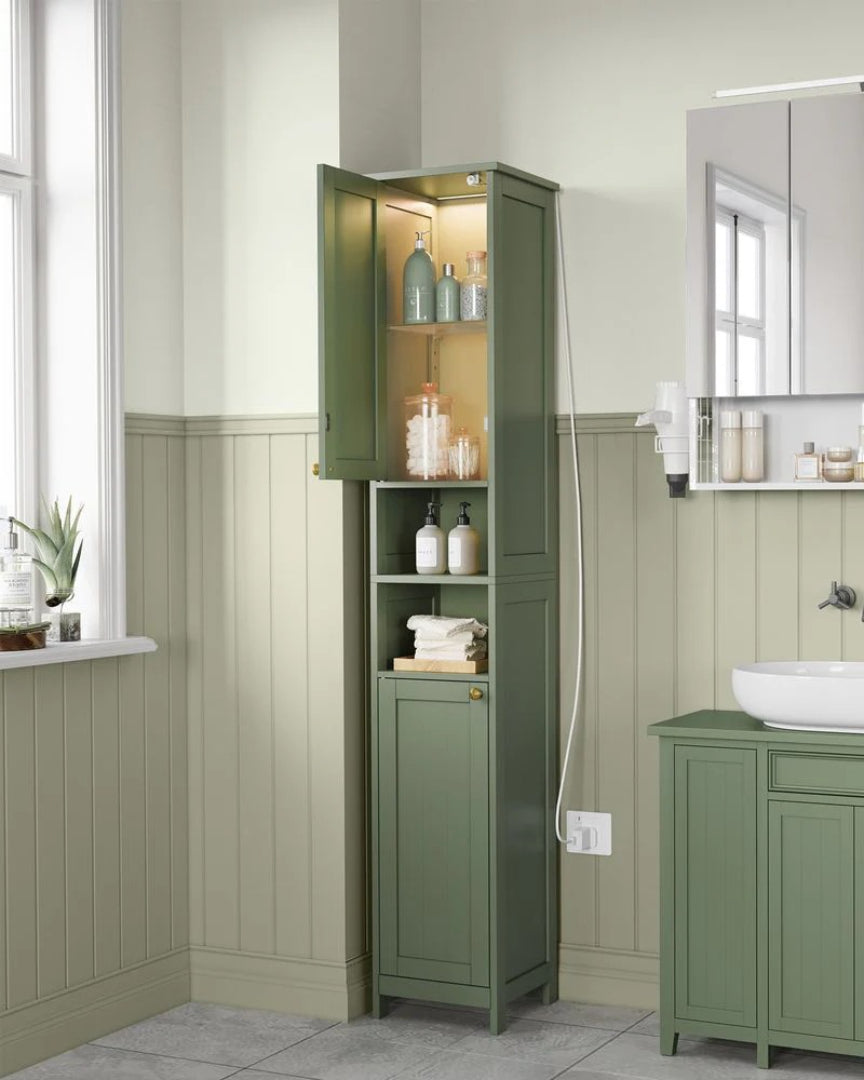 Højt badeværelsesskab med lys og justerbare hylder, 66,9 in højt, produktvisning 2 | Noreva Home