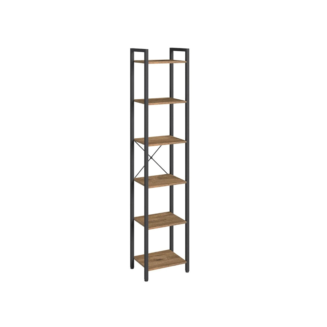 Industriel bogreol med 6 hylder og metalramme – produktvisning 4 | Noreva Home
