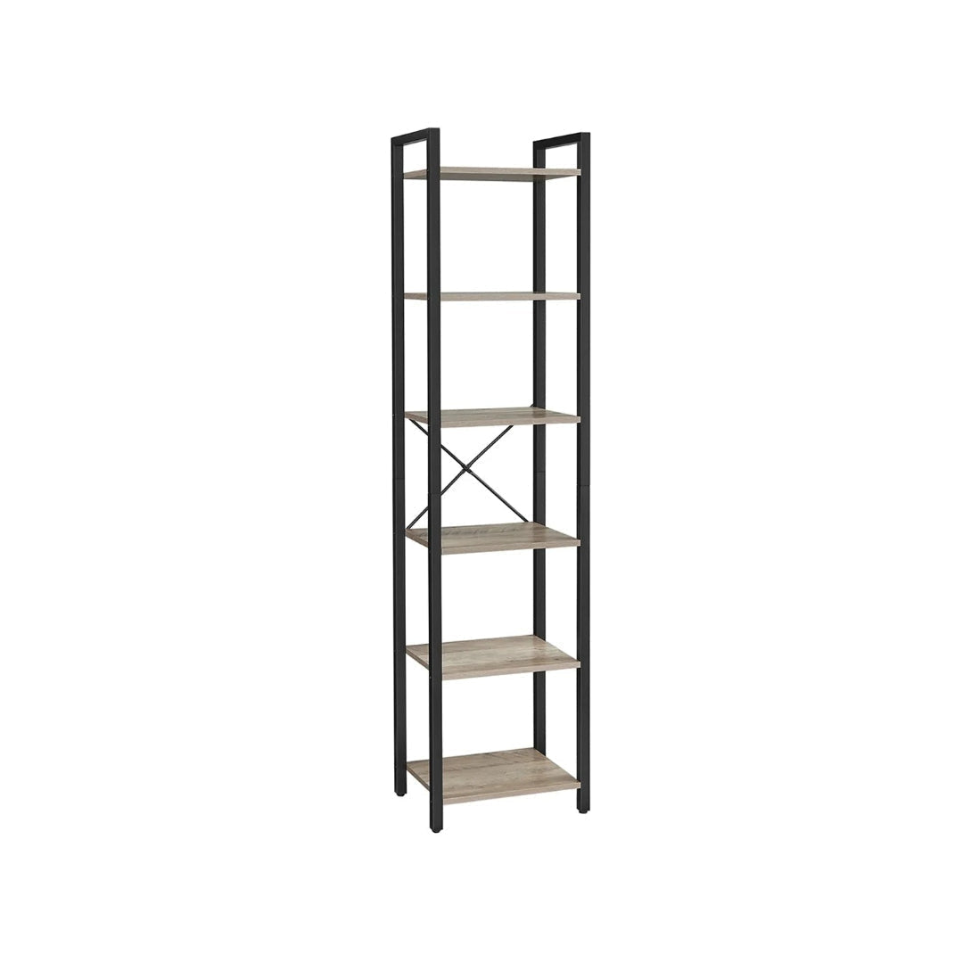 Industriel bogreol med 6 hylder og metalramme – produktvisning 5 | Noreva Home