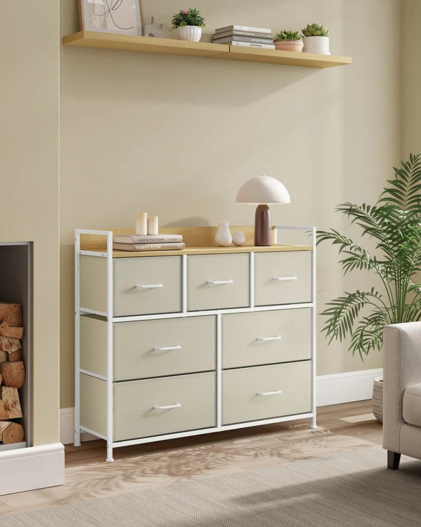 Industriel kommode med 7 stofskuffer – produktvisning 3 | Noreva Home