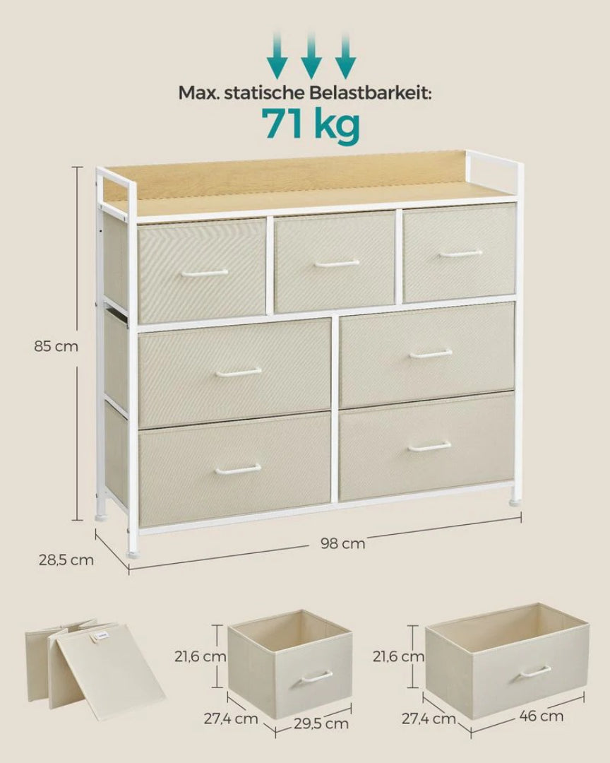 Industriel kommode med 7 stofskuffer – produktvisning 7 | Noreva Home