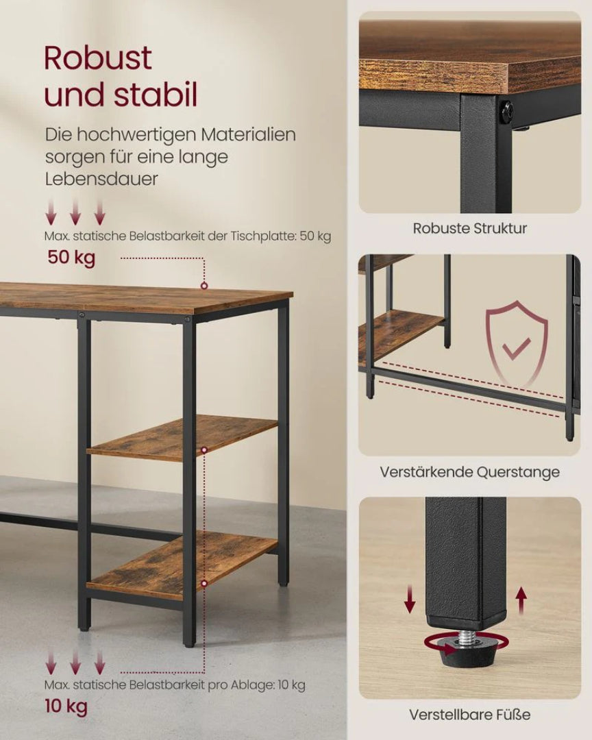 Industrielt computerskrivebord med skuffer og hylder – produktvisning 8 | Noreva Home