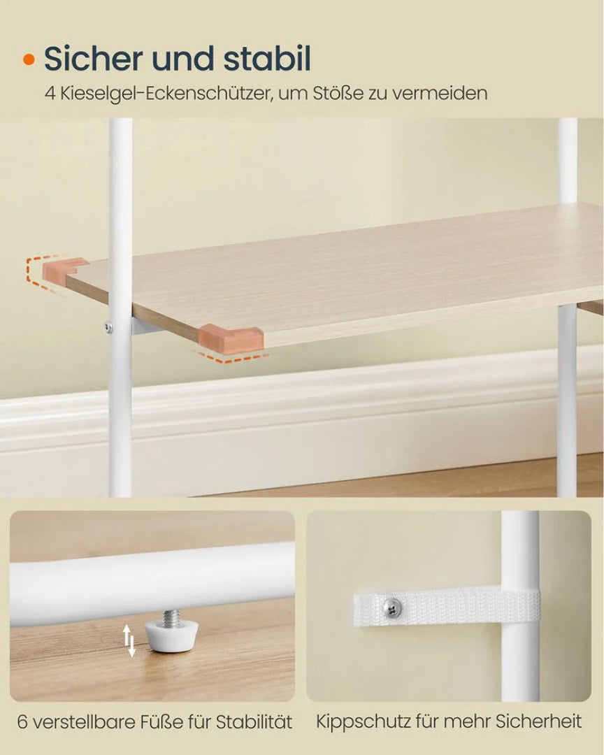 Industrielt tøjstativ med hylder og kroge – produktvisning 6 | Noreva Home
