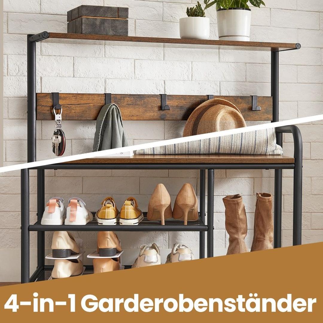 Knagerække med 9 Kroge og Skohylde – Entrémøbel med Siddebænk – produktvisning 5 | Noreva Home