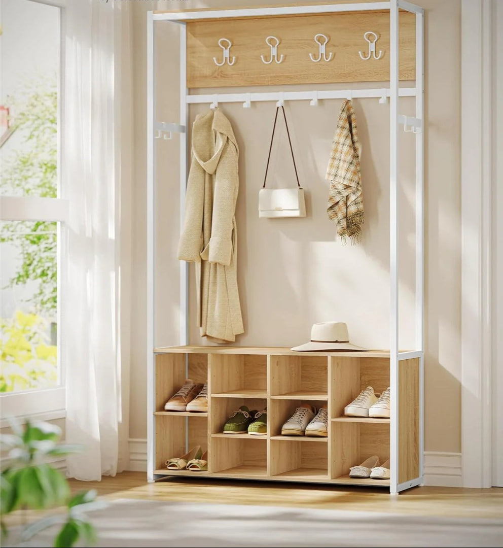Knagerække med bænk og skohylde i industriel stil – produktvisning 4 | Noreva Home