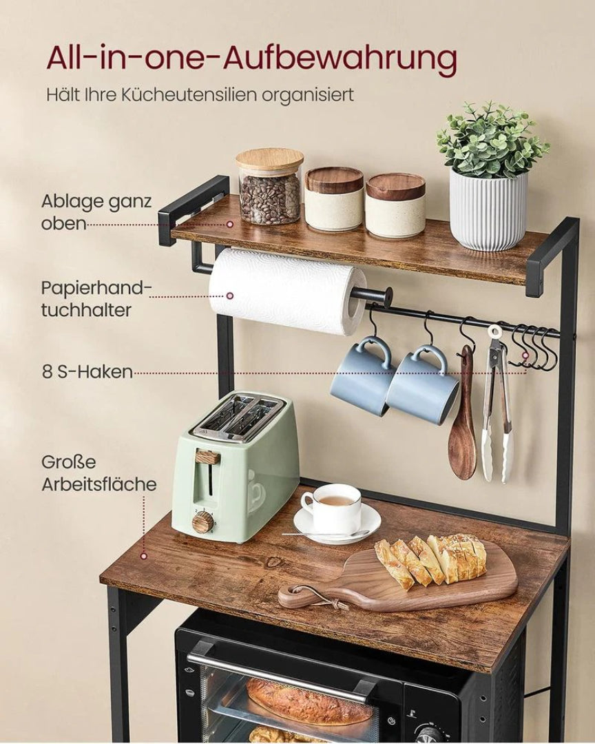 Køkkenreol med stikkontakt – mikrobølgehylde med justerbar hylde – produktvisning 7 | Noreva Home