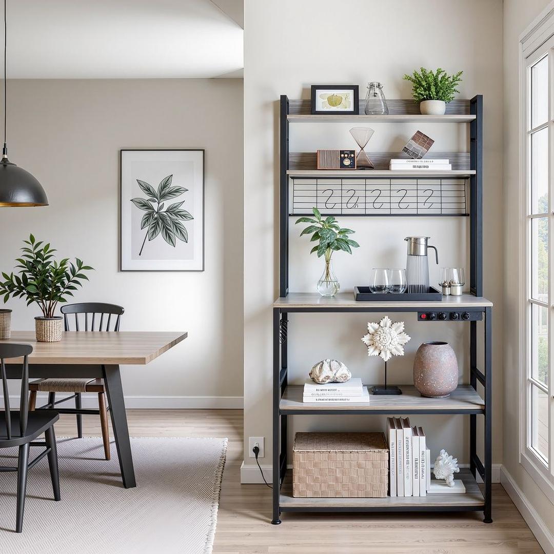 Køkkenreol med stikkontakter – fritstående mikroovnreol med justerbar hylde og kabelstyring – produktvisning 7 | Noreva Home