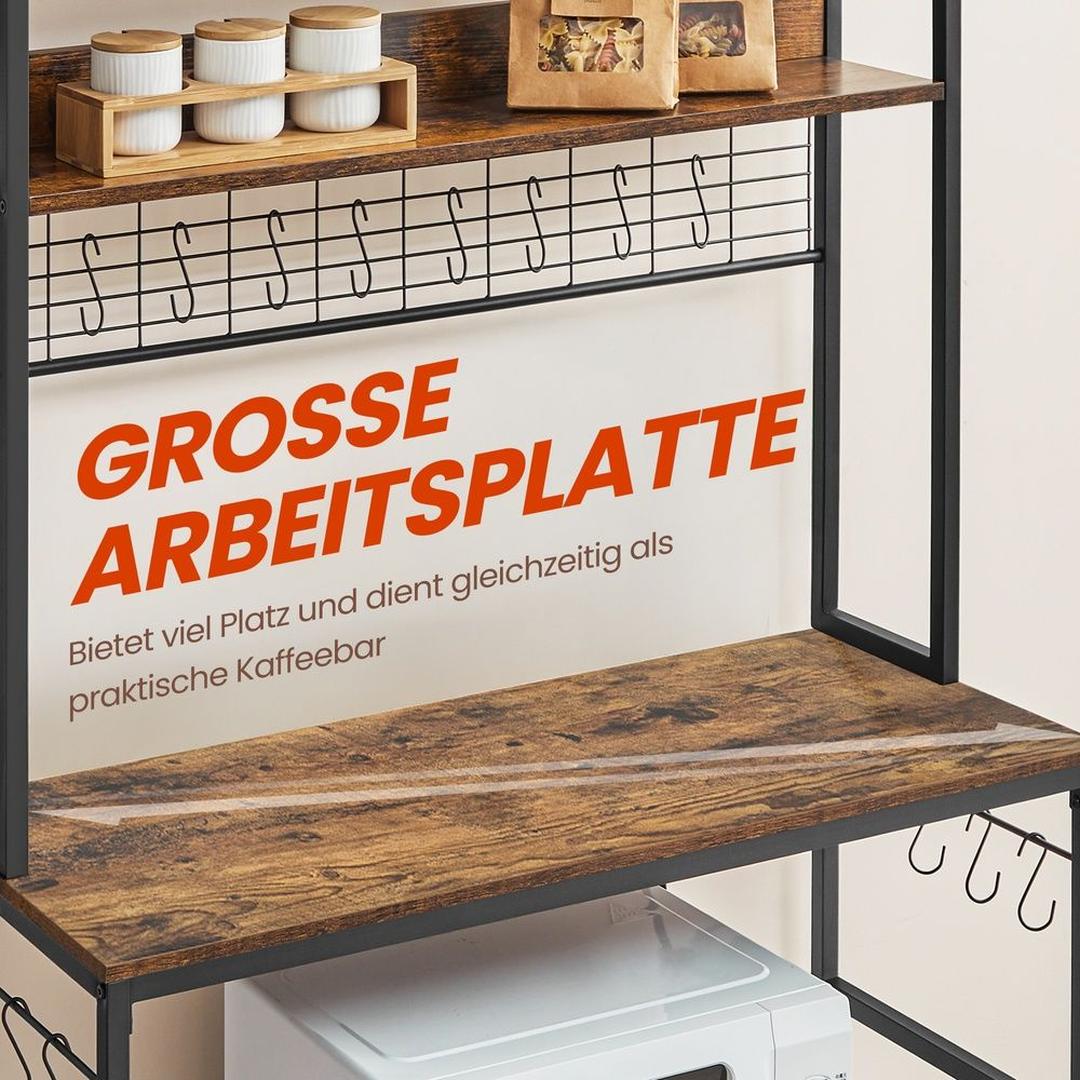 Køkkenreol med stikkontakter – fritstående mikroovnreol med justerbar hylde og kabelstyring – produktvisning 21 | Noreva Home