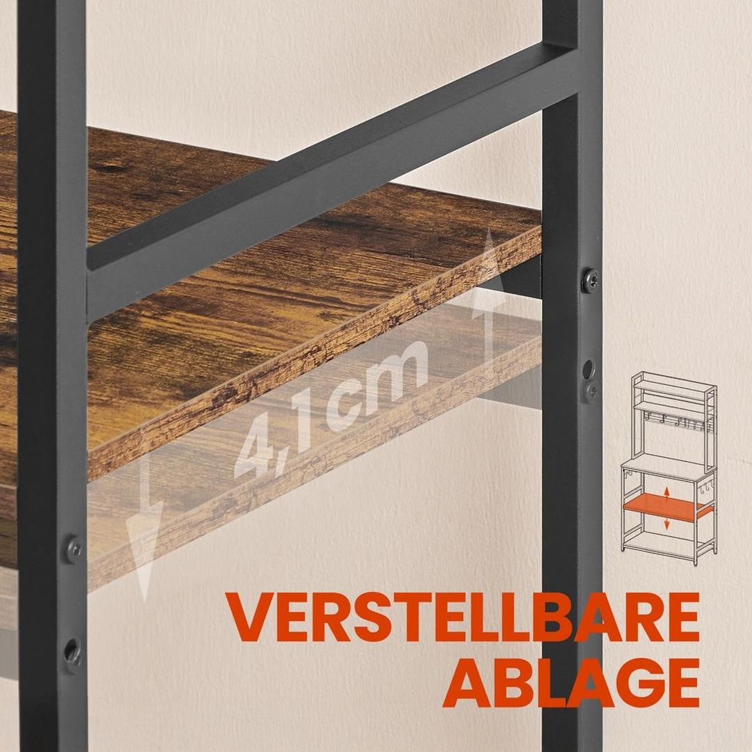 Køkkenreol med stikkontakter – fritstående mikroovnreol med justerbar hylde og kabelstyring – produktvisning 22 | Noreva Home