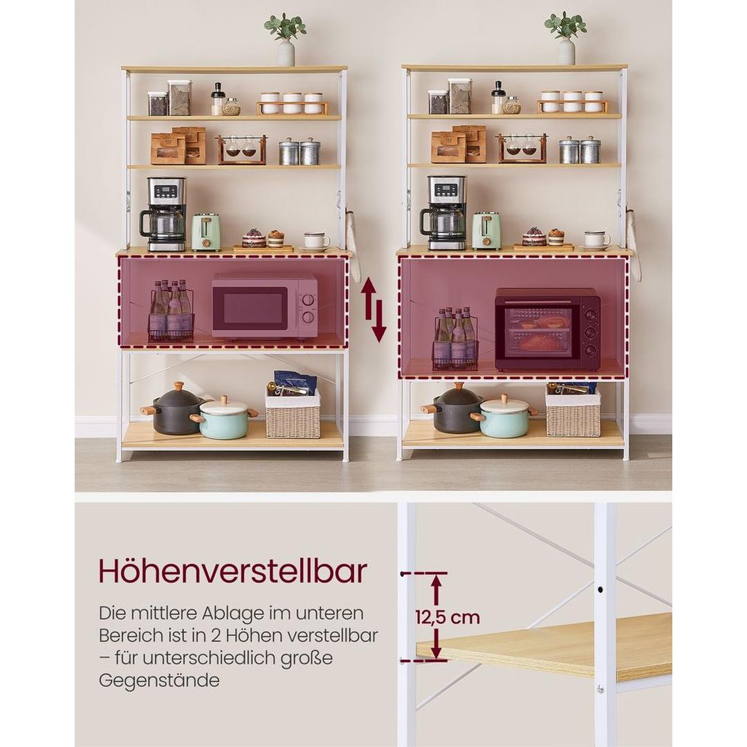 Køkkenreol med Stikkontakter – Opbevaringsreol med 5 Hylder – produktvisning 37 | Noreva Home