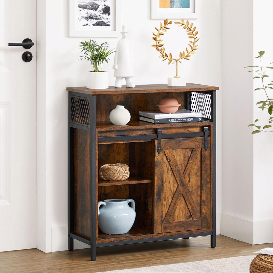 Køkkenskab med Skydedør – Industrielt Opbevaringsskab med Justerbar Hylde og Åbent Rum – produktvisning 6 | Noreva Home