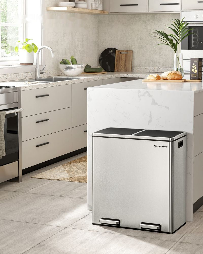 Køkkenskraldespand med 2 x 8 gallon, pedal og to inderspande, produktvisning 8 | Noreva Home