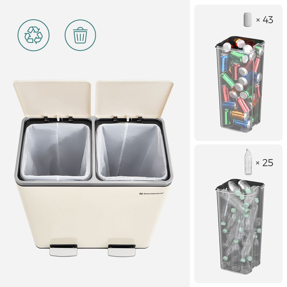 Køkkenskraldespand med 2 x 8 gallon, pedal og to inderspande, produktvisning 17 | Noreva Home