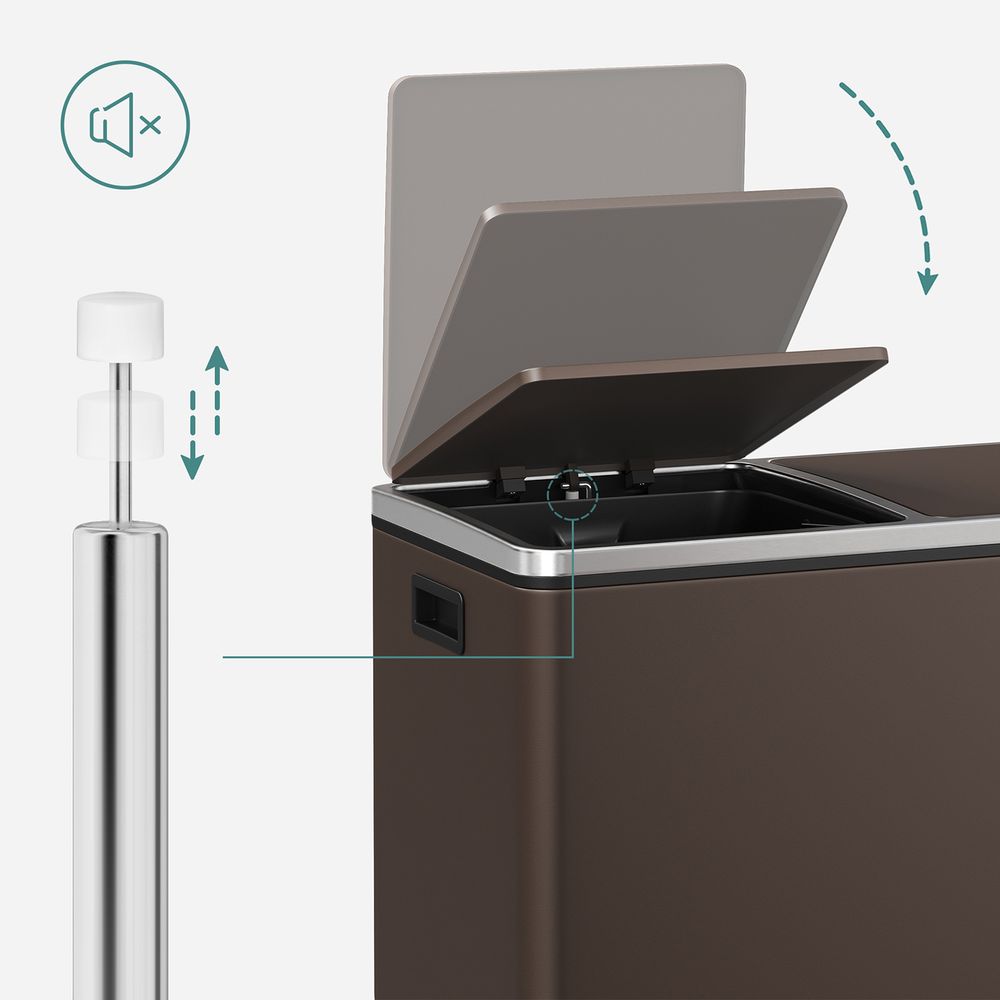 Køkkenskraldespand med 2 x 8 gallon, pedal og to inderspande, produktvisning 26 | Noreva Home