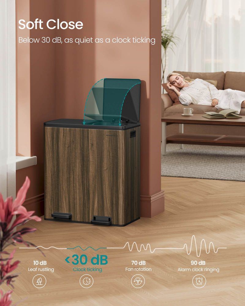 Køkkenskraldespand med 2 x 8 gallon, pedal og to inderspande, produktvisning 42 | Noreva Home